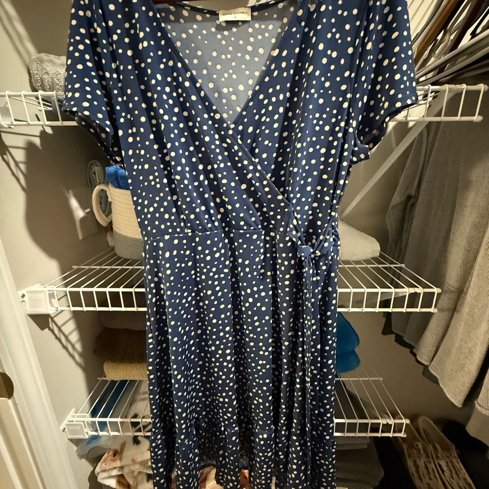 Polka Dot Wrap Dress - Blue